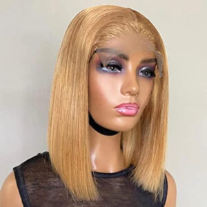 5×5 Lace Closure Straight Bob Wig – #27 Blonde (100% Human Hair)
