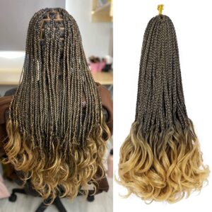 French Curly Box Braids Hair 24 Inch – Natural Synthetic Crochet Hair